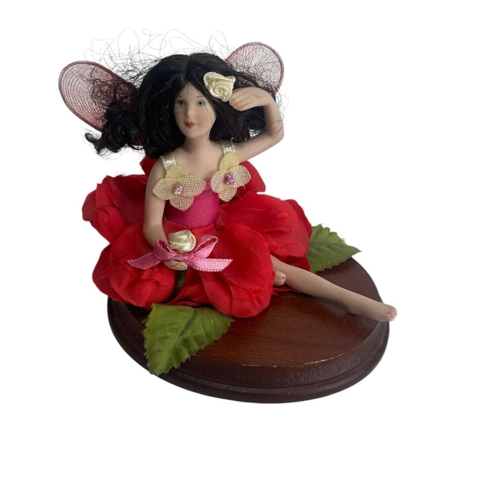 Paradise Galleries Rose Flower Fairy Porcelain Doll Red Mystical Fantasy